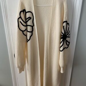 Cream Floral Embroidered Women's Sweater